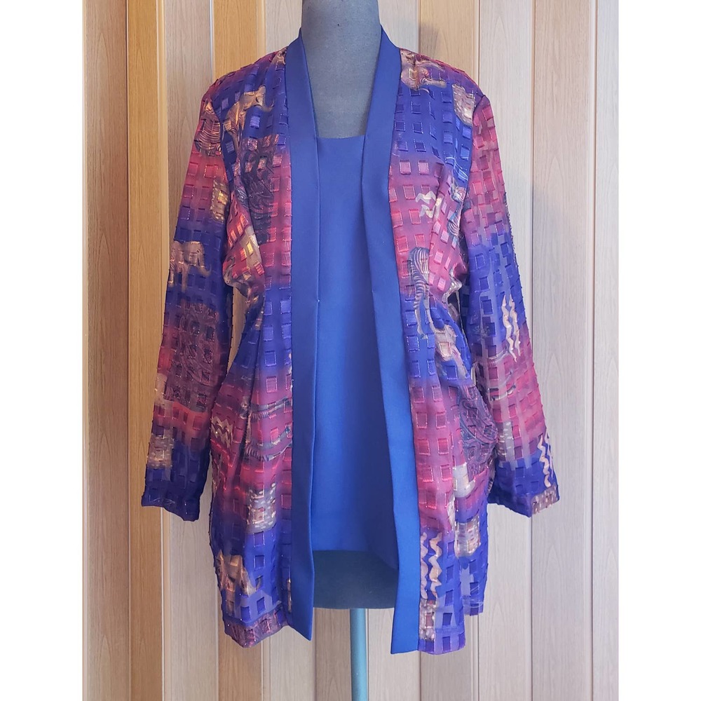 R&M Richards by Karen Kwong one piece blouse/jacket Zebra&Elephants
